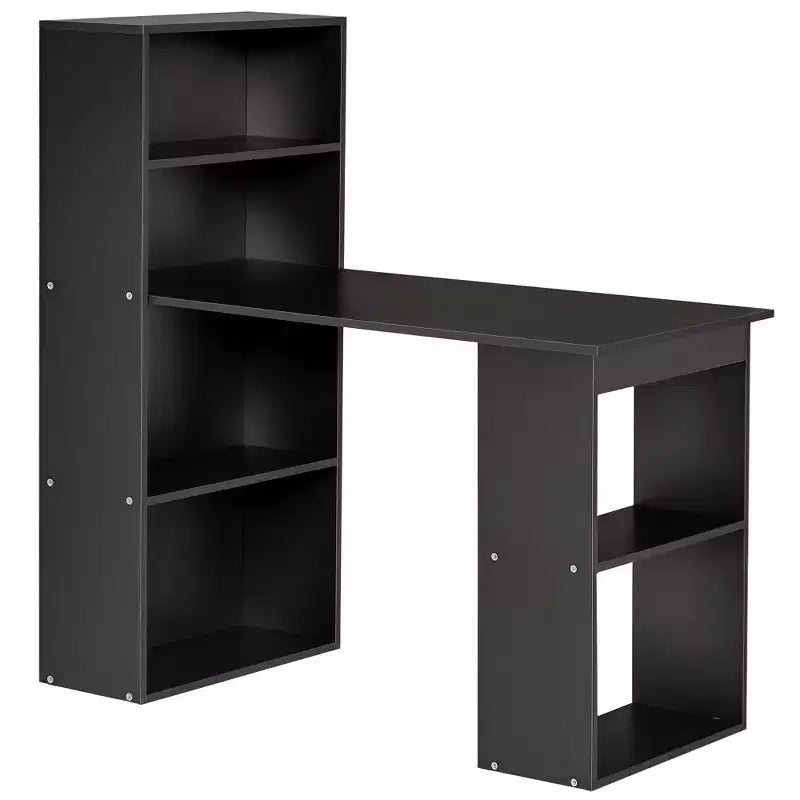 Computer Desk with 6-Tier Storage Shelves, Writing Desk Workstation with Bookshelf for Home Office