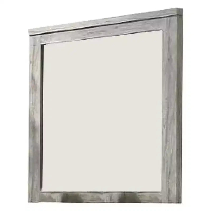 Rectangular Wall Mirror with Molded Frame & Decorative Details – Gray