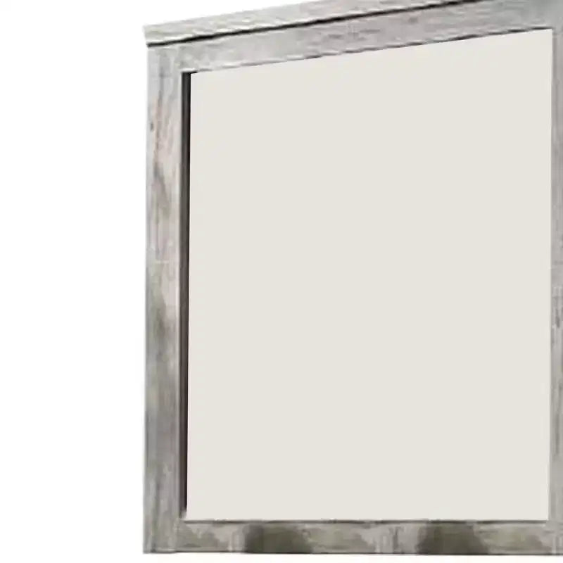 Rectangular Wall Mirror with Molded Frame & Decorative Details – Gray