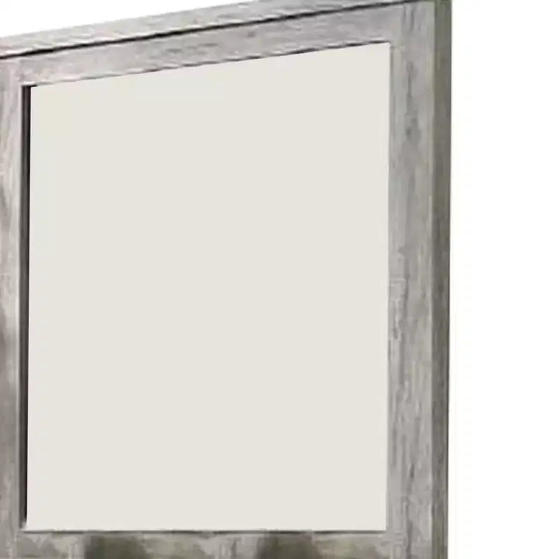 Rectangular Wall Mirror with Molded Frame & Decorative Details – Gray