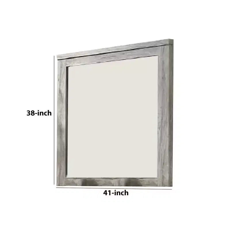Rectangular Wall Mirror with Molded Frame & Decorative Details – Gray