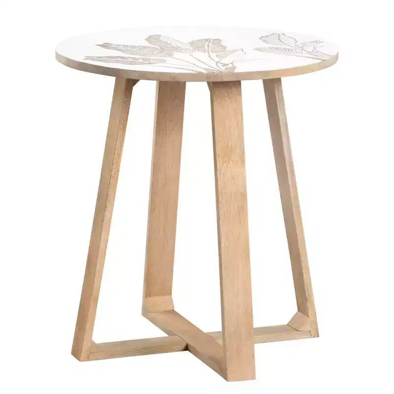 Crestview Collection Round Brown Solid Wood Accent_End Table