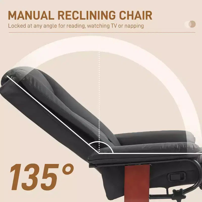 Modern PU Leather Swivel Recliner Chair with Footrest – Compact Armchair for Living Room & RV