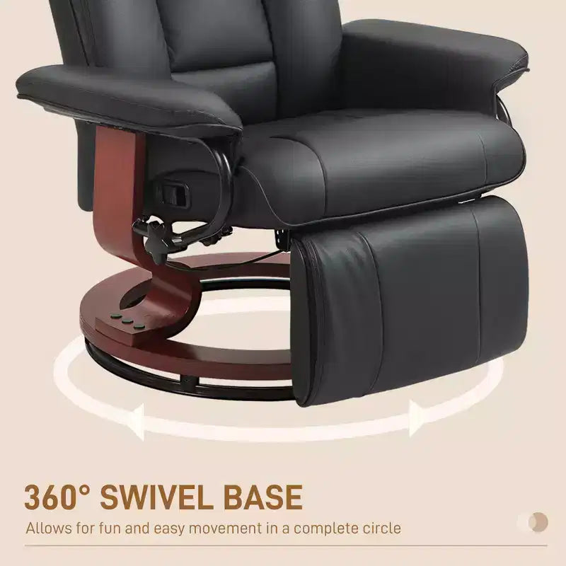 Modern PU Leather Swivel Recliner Chair with Footrest – Compact Armchair for Living Room & RV