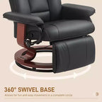 Fauteuil inclinable pivotant en cuir PU moderne avec repose-pieds – Fauteuil compact pour salon et camping-car