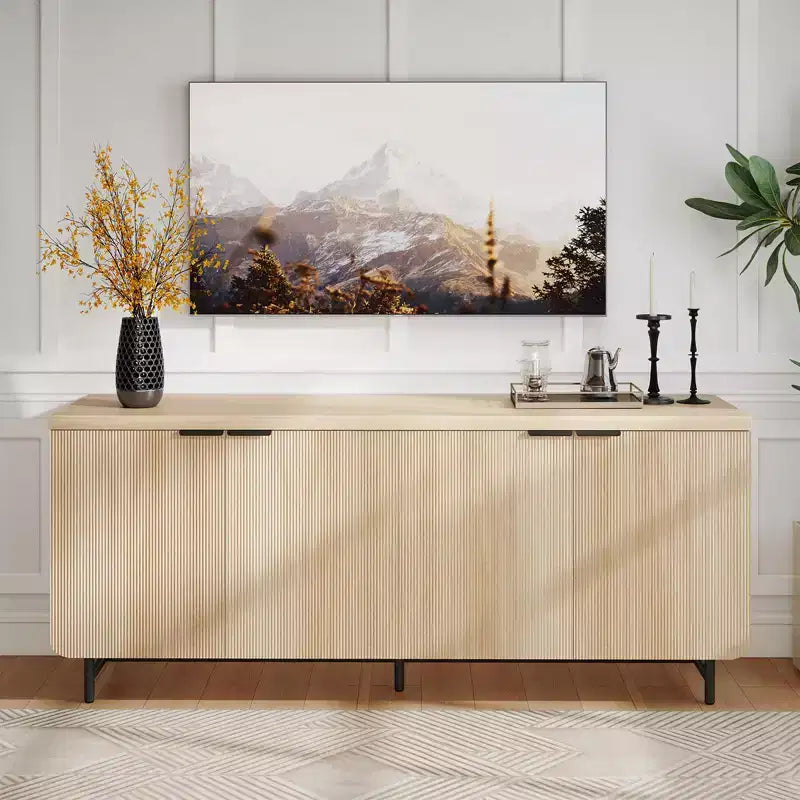 70" 4-Door TV Stand for TVs up to 75" – Modern Console Table with 2 Cabinets & Adjustable Shelves