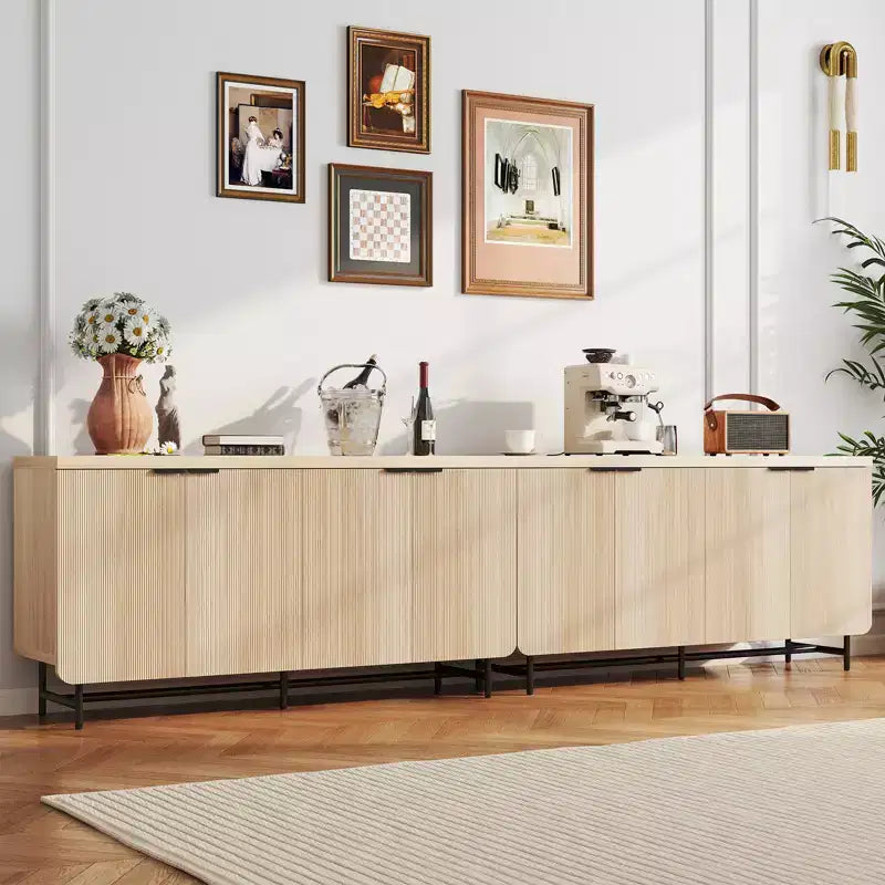 70" 4-Door TV Stand for TVs up to 75" – Modern Console Table with 2 Cabinets & Adjustable Shelves