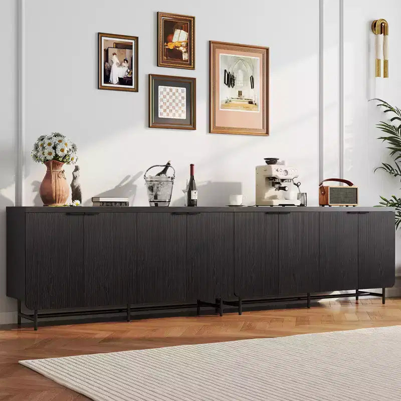 70" 4-Door TV Stand for TVs up to 75" – Modern Console Table with 2 Cabinets & Adjustable Shelves