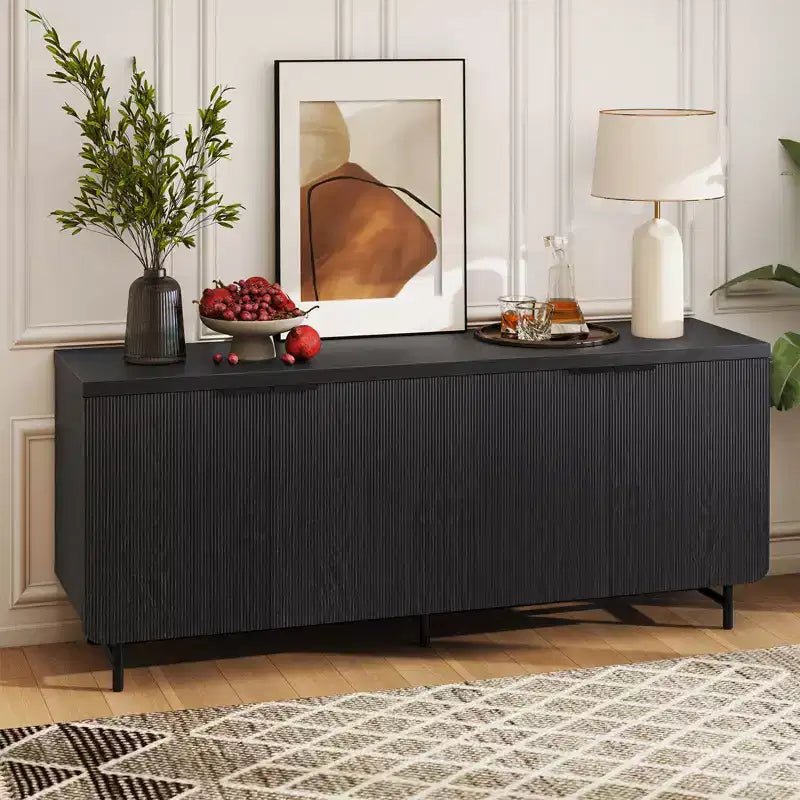 Bestier 70inch 4 Door TV Stand for TVs up to 75, Modern Tv Console Table with 2 Storage Cabinets & Adjustable Shelves For Living room