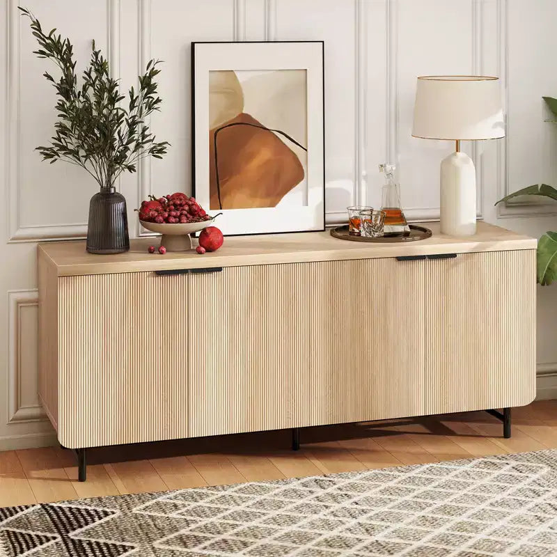 70" 4-Door TV Stand for TVs up to 75" – Modern Console Table with 2 Cabinets & Adjustable Shelves