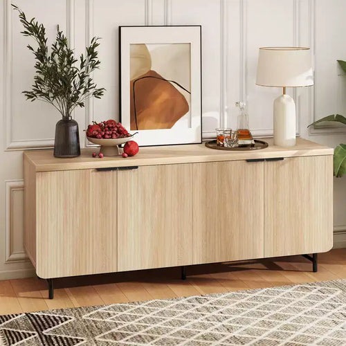 Meuble TV 4 portes de 178 cm pour téléviseurs jusqu'à 190 cm – Console moderne avec 2 armoires et étagères réglables