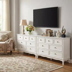 Commode à 7 tiroirs pour chambre à coucher – Finition peinture blanche avec pieds en bois distinctifs