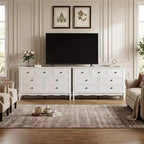 Commode à 7 tiroirs pour chambre à coucher – Finition peinture blanche avec pieds en bois distinctifs
