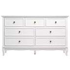Commode à 7 tiroirs pour chambre à coucher – Finition peinture blanche avec pieds en bois distinctifs