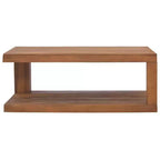 Table basse en bois de teck – 90 cm x 50 cm x 35 cm, finition brun chaud naturel