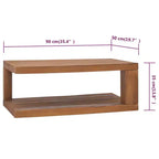 Table basse en bois de teck – 90 cm x 50 cm x 35 cm, finition brun chaud naturel