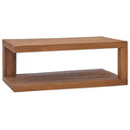 Table basse en bois de teck – 90 cm x 50 cm x 35 cm, finition brun chaud naturel