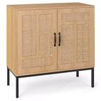 Costway Rattan Storage Cabinet w/ 2-Door Buffet Sideboard & 3-Position Adjustable Shelf