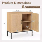 Meuble de rangement en rotin avec buffet à 2 portes et étagère réglable sur 3 positions