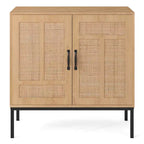 Meuble de rangement en rotin avec buffet à 2 portes et étagère réglable sur 3 positions