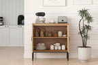 Meuble de rangement en rotin avec buffet à 2 portes et étagère réglable sur 3 positions