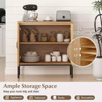 Meuble de rangement en rotin avec buffet à 2 portes et étagère réglable sur 3 positions