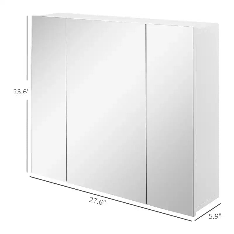 Wall Mounted Mirror Cabinet – Bathroom Medicine Cabinet with 3 Doors & Adjustable Shelves