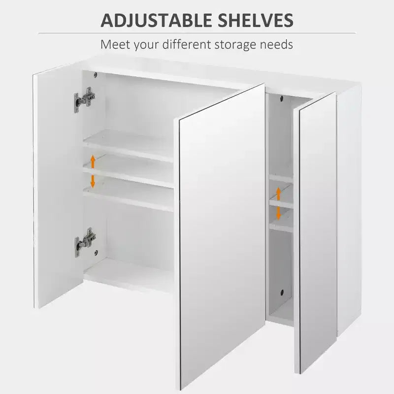 Wall Mounted Mirror Cabinet – Bathroom Medicine Cabinet with 3 Doors & Adjustable Shelves