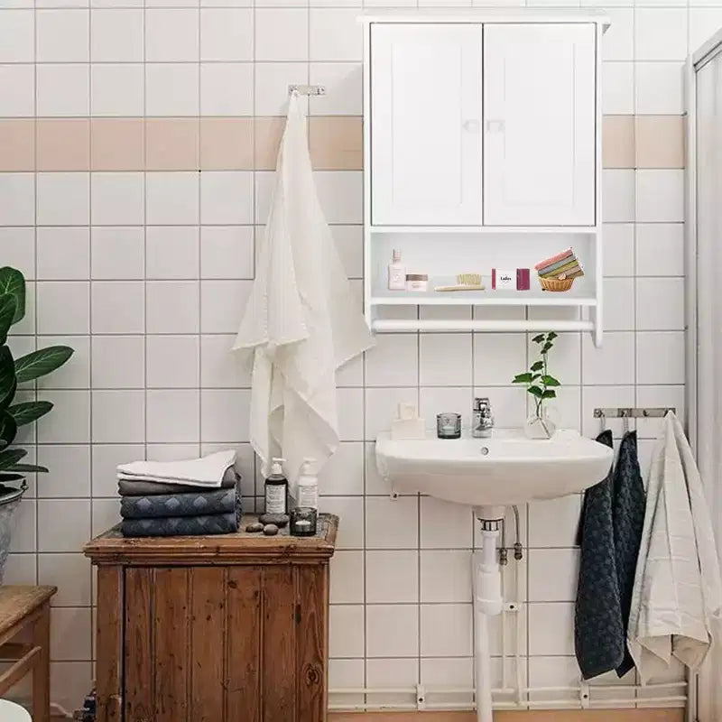 Karl Home Wall Hanging Cabinet with Two Doors Wall Washer Storage Cabinet