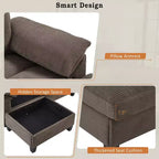 Canapé d'angle en U de 296 cm – Canapé rembourré en velours côtelé avec poufs et porte-gobelets