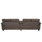 Canapé d'angle en U de 296 cm – Canapé rembourré en velours côtelé avec poufs et porte-gobelets