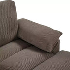Canapé d'angle en U de 296 cm – Canapé rembourré en velours côtelé avec poufs et porte-gobelets