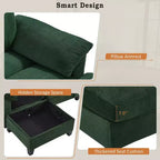 Canapé d'angle en U de 296 cm – Canapé rembourré en velours côtelé avec poufs et porte-gobelets
