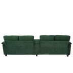 Canapé d'angle en U de 296 cm – Canapé rembourré en velours côtelé avec poufs et porte-gobelets