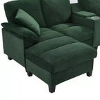 Canapé d'angle en U de 296 cm – Canapé rembourré en velours côtelé avec poufs et porte-gobelets