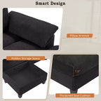 Canapé d'angle en U de 296 cm – Canapé rembourré en velours côtelé avec poufs et porte-gobelets