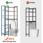 8 - Étagère de Rangement pour Toilettes à Plusieurs Niveaux avec Support Latéral, Panier de Vidange à Étagère Réglable, Organisateur de Salle de Bain Autonome pour Balcon