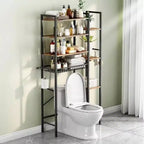 8 - Étagère de Rangement pour Toilettes à Plusieurs Niveaux avec Support Latéral, Panier de Vidange à Étagère Réglable, Organisateur de Salle de Bain Autonome pour Balcon