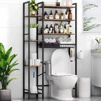 8 - Étagère de Rangement pour Toilettes à Plusieurs Niveaux avec Support Latéral, Panier de Vidange à Étagère Réglable, Organisateur de Salle de Bain Autonome pour Balcon