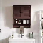 Armoire Murale de Salle de Bain avec Barre Porte-Serviettes, 60 cm L x 20 cm P x 70 cm H, Matériau MDF, Couleur Expresso, Meuble de Rangement Gain de Place Au-dessus des Toilettes