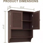 Armoire Murale de Salle de Bain avec Barre Porte-Serviettes, 60 cm L x 20 cm P x 70 cm H, Matériau MDF, Couleur Expresso, Meuble de Rangement Gain de Place Au-dessus des Toilettes