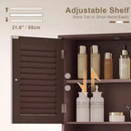 Armoire Murale de Salle de Bain avec Barre Porte-Serviettes, 60 cm L x 20 cm P x 70 cm H, Matériau MDF, Couleur Expresso, Meuble de Rangement Gain de Place Au-dessus des Toilettes