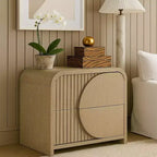 Royal Hampton Nightstand with 2 Drawers, Reeded Panels, Natural Brown Wood