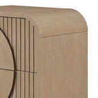Table de chevet avec 2 tiroirs et panneaux cannelés – Bois d'hévéa massif marron naturel