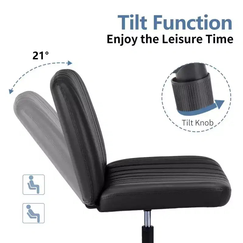 26" Wide Seat Office Chair – No Wheels, Cross-Legged Sitting, 360° Swivel & Rocking, 300 lb