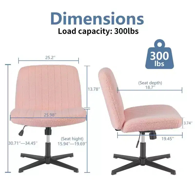26" Wide Seat Office Chair – No Wheels, Cross-Legged Sitting, 360° Swivel & Rocking, 300 lb