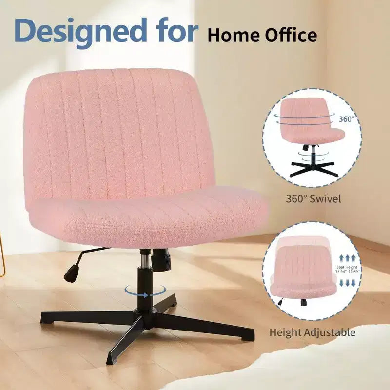 26" Wide Seat Office Chair – No Wheels, Cross-Legged Sitting, 360° Swivel & Rocking, 300 lb