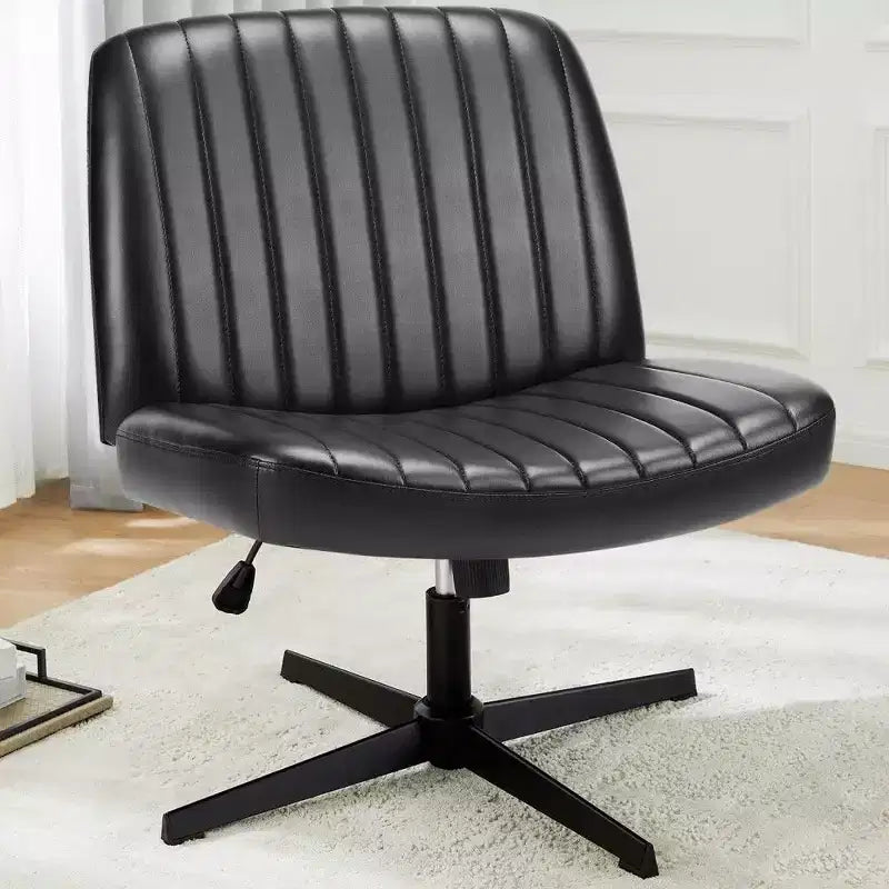 26" Wide Seat Office Chair – No Wheels, Cross-Legged Sitting, 360° Swivel & Rocking, 300 lb