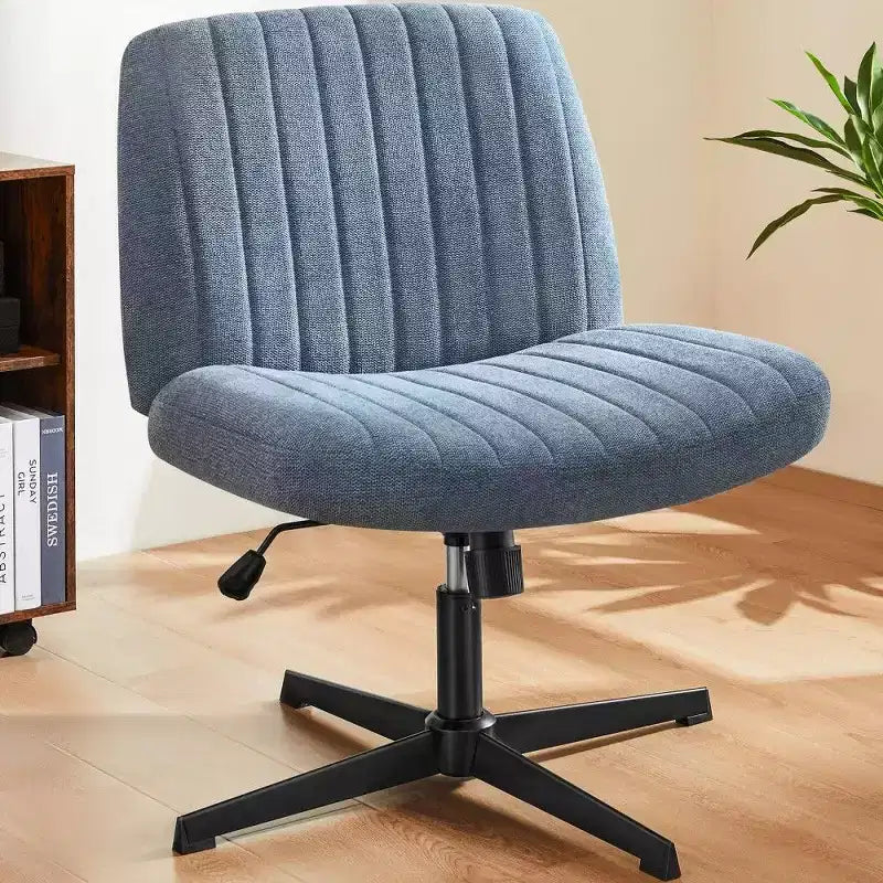26" Wide Seat Office Chair – No Wheels, Cross-Legged Sitting, 360° Swivel & Rocking, 300 lb