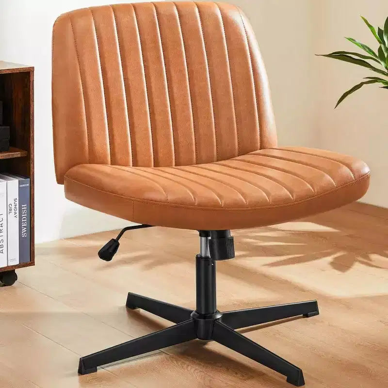 26" Wide Seat Office Chair – No Wheels, Cross-Legged Sitting, 360° Swivel & Rocking, 300 lb